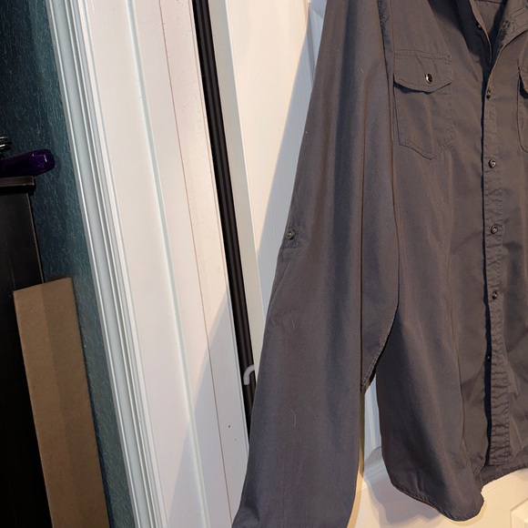 Mens Chals XXL Brown Button Up Long Sleeve Roll Tab Shirt Western Rocker Pockets - Picture 5 of 5